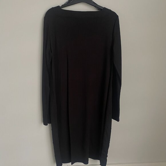 Linea Domani Black Full Zip Front Long Sleeve Square Neck Bodycon Dress Size 14 - Picture 4 of 6
